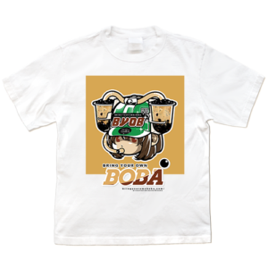 Boba Drink Hat Girl - Center Tee (Classic Black Milk Tea Flavor)