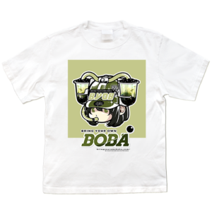 Boba Drink Hat Girl - Center Tee (Matcha Flavor)
