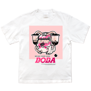 Boba Drink Hat Girl - Center Tee (Rose Milk Tea Flavor)