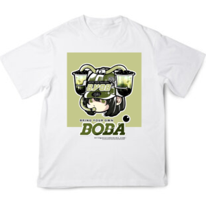 Boba Drink Hat Girl - Center Tee (Matcha Flavor)