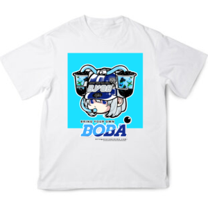 Boba Drink Hat Girl - Center Tee (Butterfly Pea Tea Flavor)