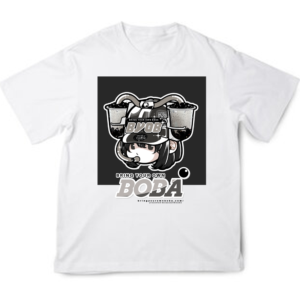 Boba Drink Hat Girl - Center Tee (Black Sesame Flavor)