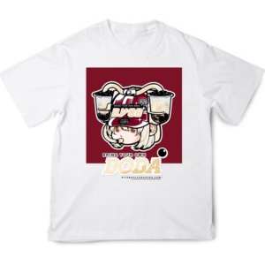Boba Drink Hat Girl - Center Tee (Almond Milk Tea Flavor)