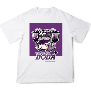Boba Drink Hat Girl - Center Tee (Taro Flavor)