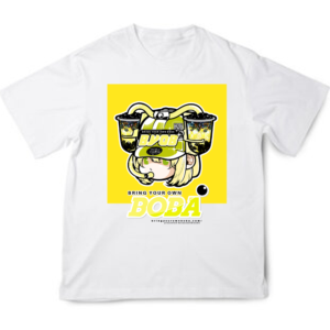 Boba Drink Hat Girl - Center Tee (Pineapple Fruit Tea Flavor)