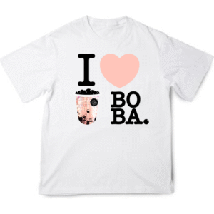 I LOVE BOBA (I ❤ BOBA) Tee (Strawberry Milk Tea Flavor)